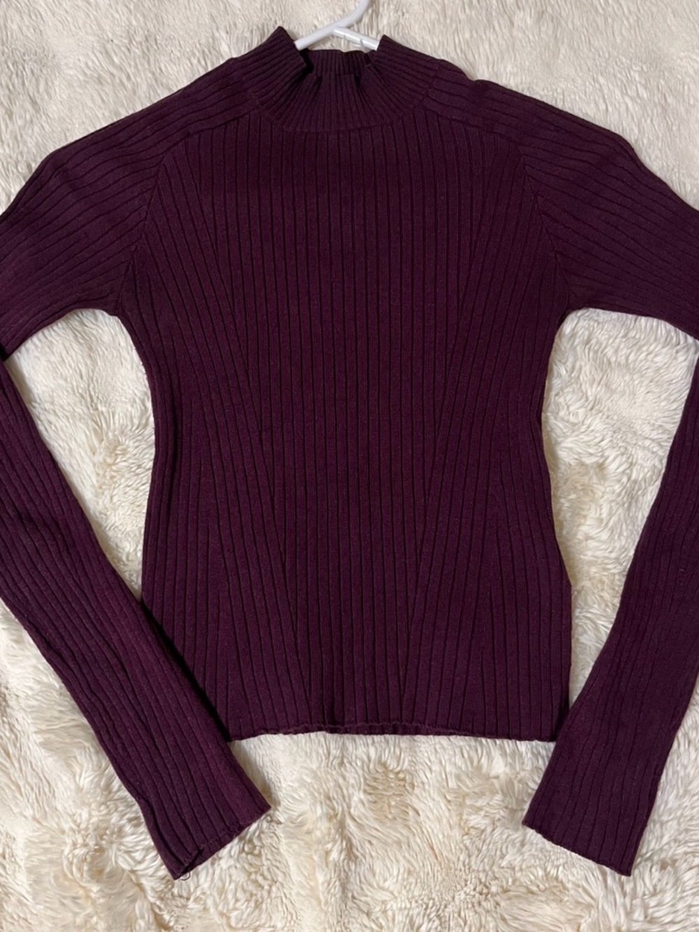 Guess Ribbed Mock Neck Sweater - Plum